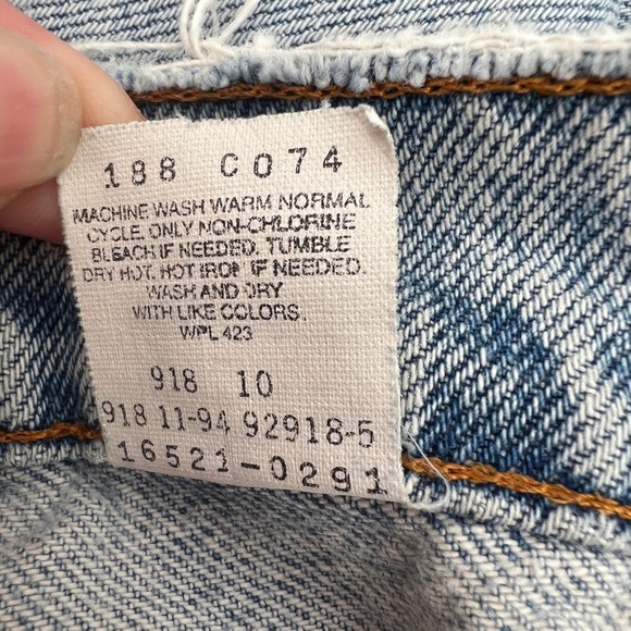 Vintage 90s Levi's 521 Tapered Leg‎ Jeans 14 M 100% Cotton Made in USA Destroyed - Picture 8 of 9